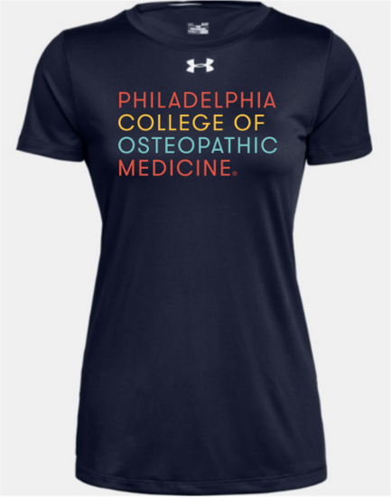 Picture of Women's PCOM Navy Under Armour T shirt with PA, GA , South GA and Alumni logo