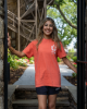 female wearing Bright Salmon-Comfort Color T-shirt