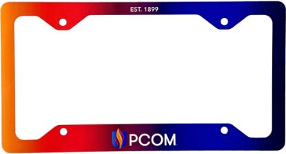 colorful PCOM license plate frame